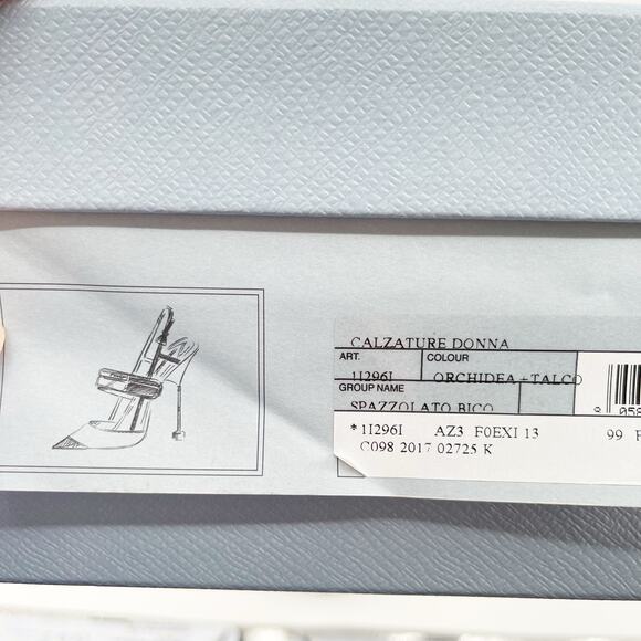 Prada Pink White Brushed Leather Logo Strap Slingback Cap Toe Heels IT 40 - Picture 15 of 16